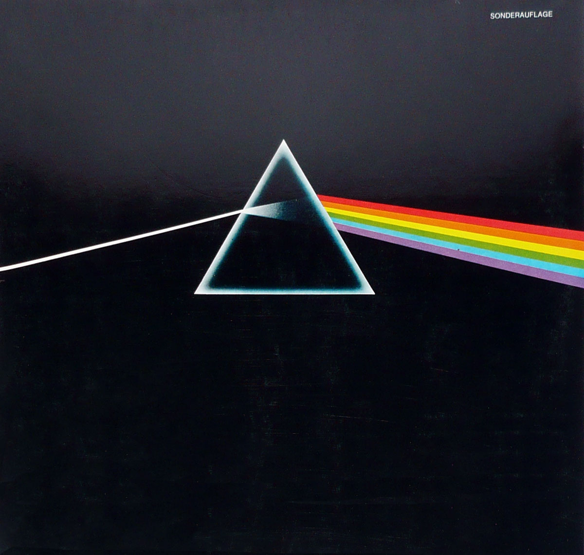 A unique characteristic of this Swiss version is the text SONDERAUFLAGE (German for Special Edition) in the top right corner, subtly marking its distinctiveness from the general release. The overall design is a collaboration between Pink Floyd and the graphic design studio Hipgnosis, with artist George Hardie executing the final artwork. The image is elegant yet complex, encapsulating the album’s thematic focus on life, time, and perception.